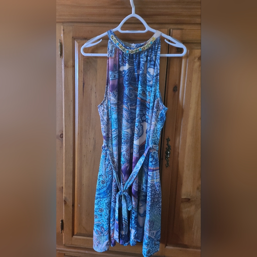 Blue and Purple Paisley Dress